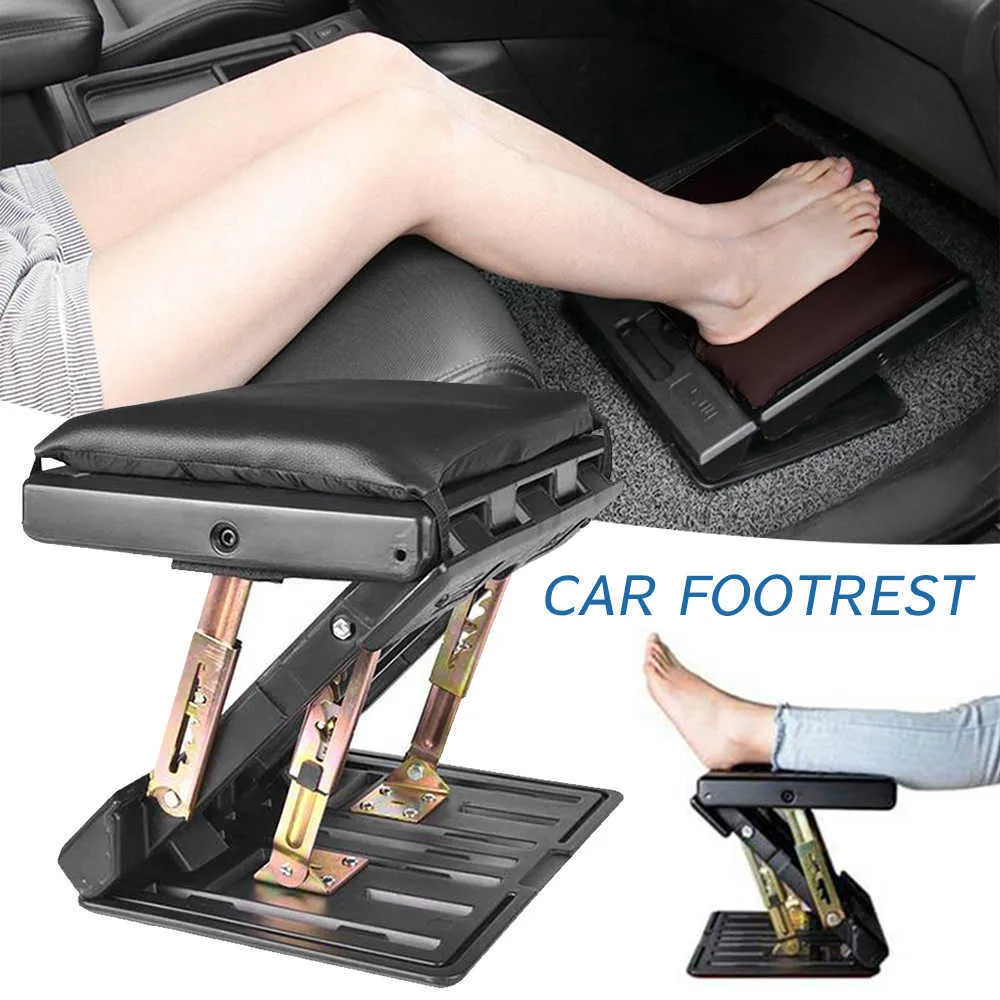 4Level Adjustable Car Footrest with Removable Soft Pad Max-Load 120Lbs Foldable Chair Foot Rest Stool Chair with Massaging Beads