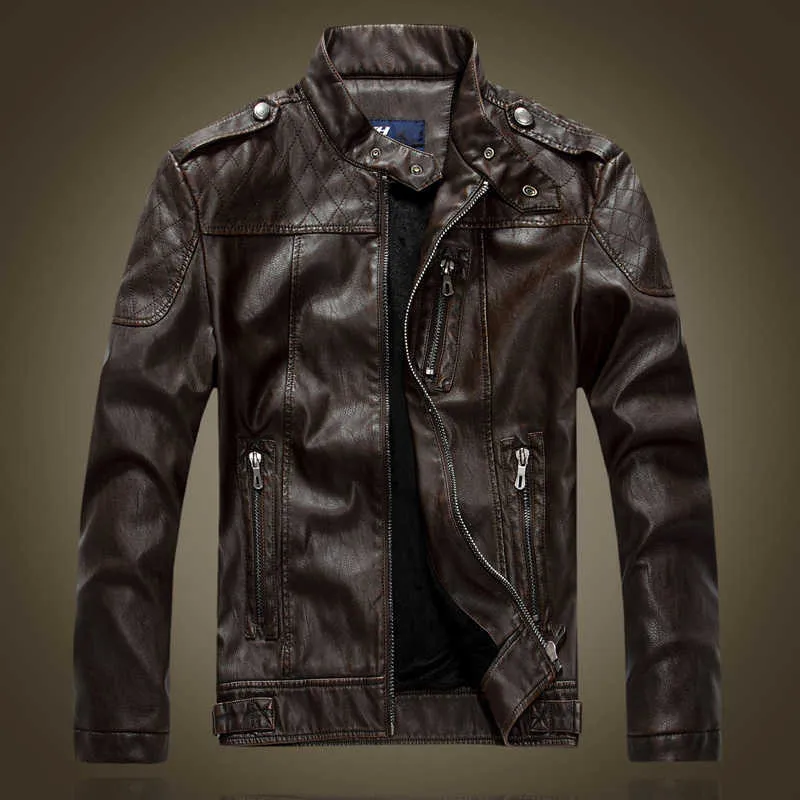 Veste de moto manteau imperméable pour hansome homme automne hiver veste en cuir manteau en peau de vache Hommes mode chaud biker veste jeunesse 211009