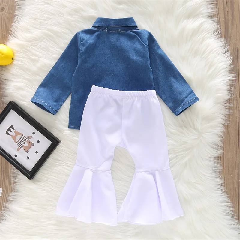 Conjuntos de roupas Moda meninas roupas terno nascido infantil bebê meninos denim tops camisa solta calças 2 pcs outfits ropa 1754 b3