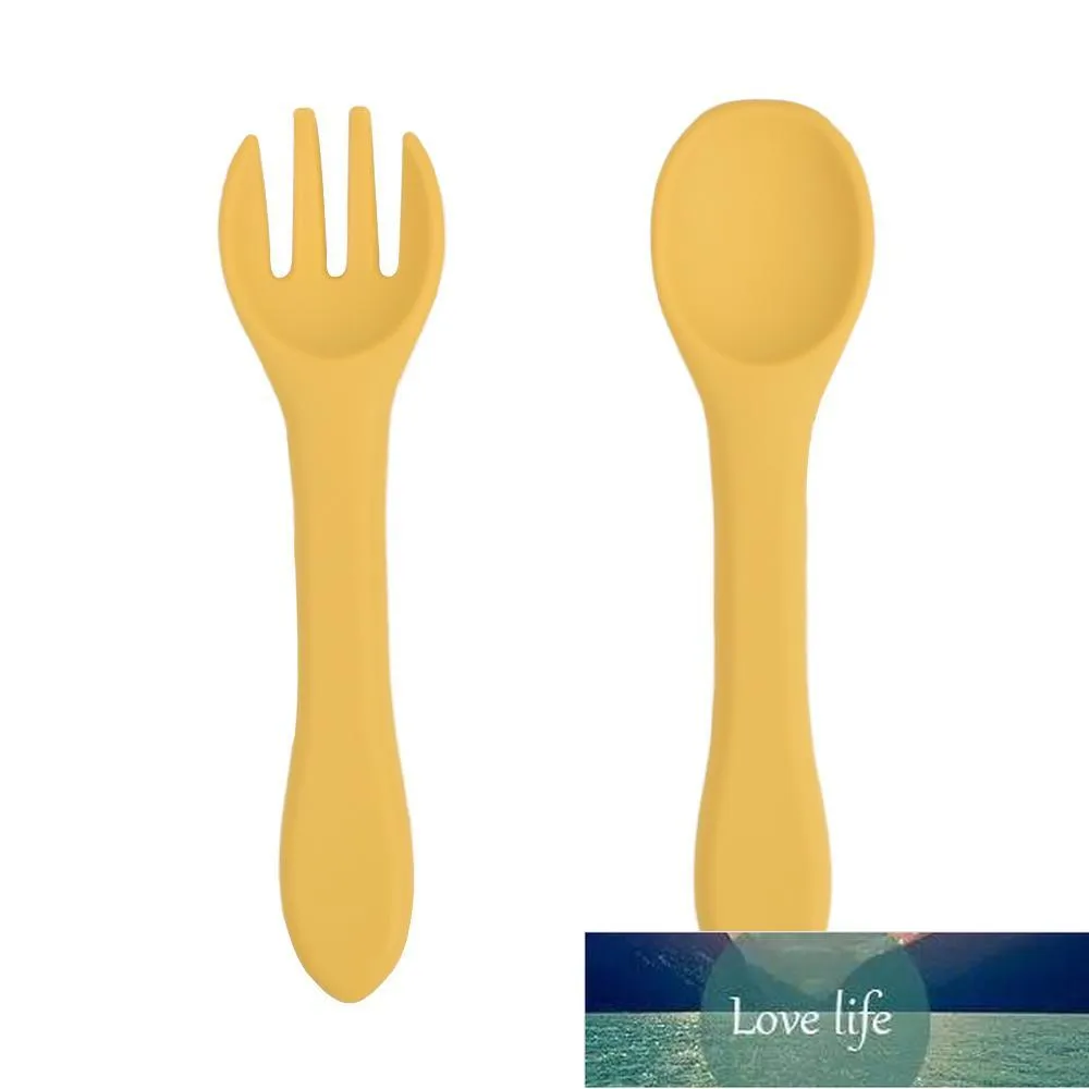 Food Grade Silicone Spoon Fork Children Tableware Baby Supplement Set CCF6555