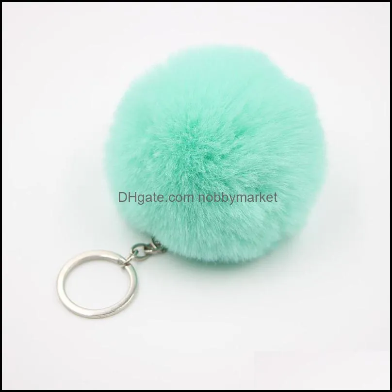 Charms 40 Colors Fluffy Fur Pom Keychain Soft Faux Fur-like Ball Car Keyring Key Holder Women Bag Pendant Jewelry