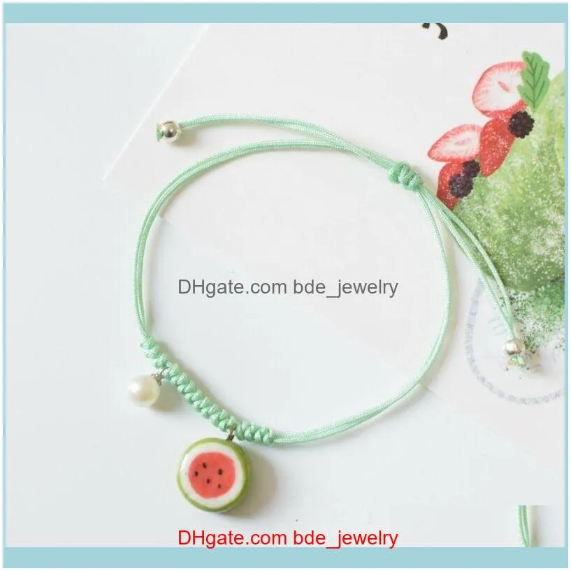 Charm Bracelets Women Girl Cute Fruit Ceramics Bracelet Watermelon Hand Chain Leisure Jewelry Fashion Handmade Gift