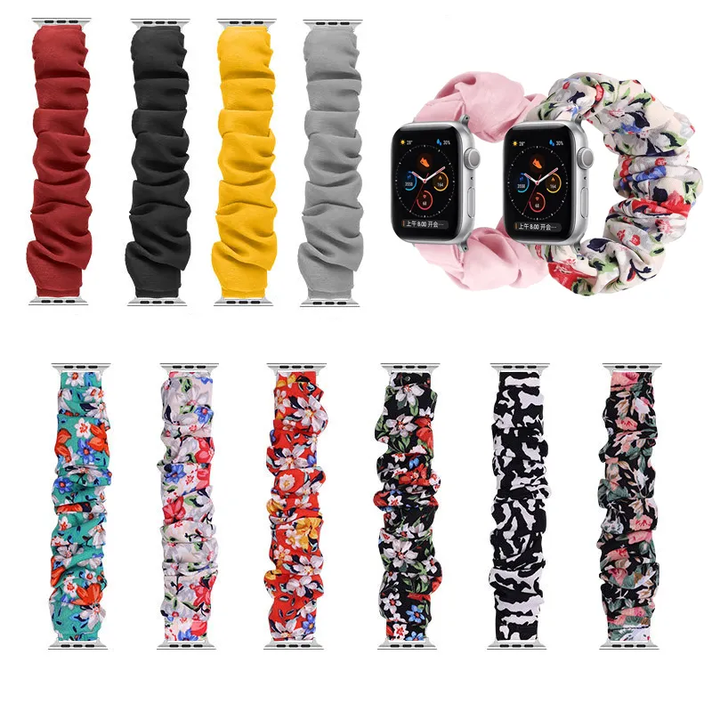 Scrunchie per capelli Solo Loop iWatch Bands Cinturino estensibile per Apple Watch Series 6 SE 5 4 3 38mm 42mm Bracciale elastico