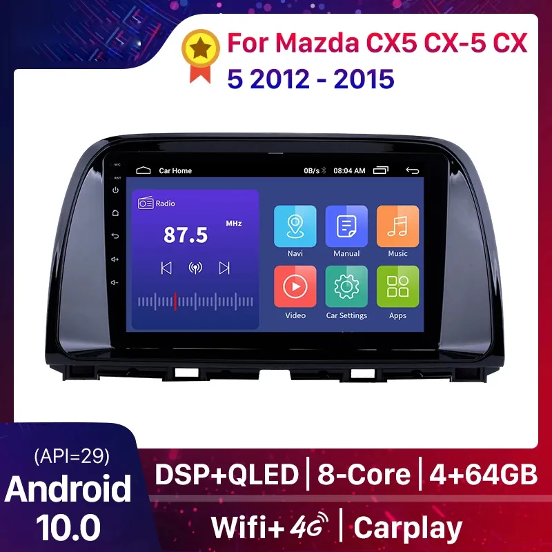 Android 10.0 2 DIN 9-дюймовый автомобильный DVD Radio Multimedia Видеоплеер Auto Stereo GPS для 2012-2015 Mazda CX-5