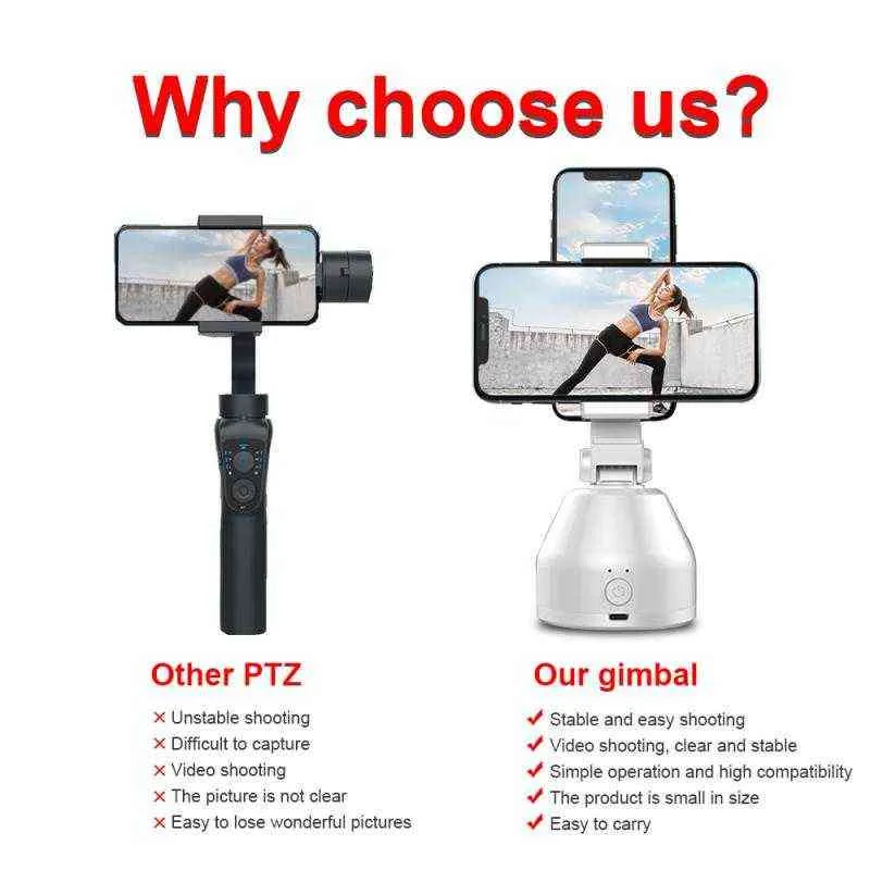 Auto Smart Shooting Selfie Stick 360 Object All-in-one Rotation Face Tracking Camera Phone Holder AI Gimbal_voghion.com