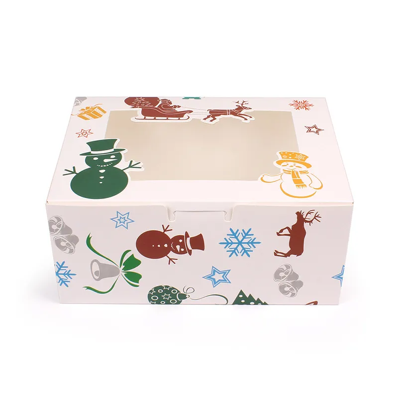 Cardboard Portable Christmas Gift Box Party Favor Holders Candy Box Cookie Boxes With Snowman Santa Claus Gift Card LX4246