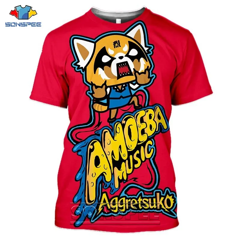 SONSPEE Death Metal Karaoke Kala Aggretsuko Aggressive Retsuko Mens T Shirts Casual 3D ptint Short Sleeve T-Shirt Women Clothes (3)