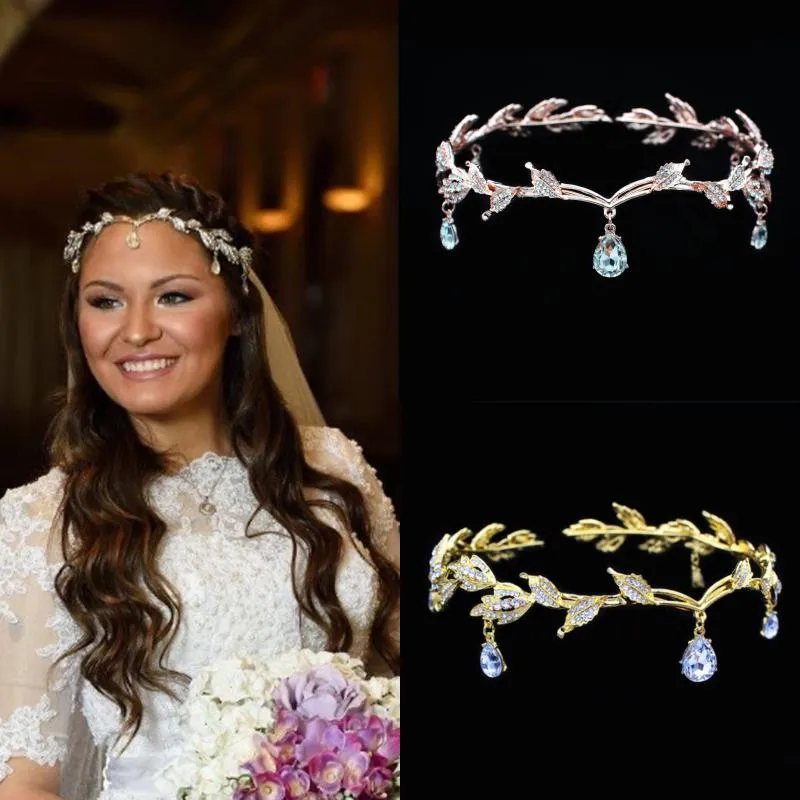 Hair Clips & Barrettes Vintage Crystal Bridal Jewelry Wedding Rhinestone Leaf Tiara Crown Headband Forehead Bridesmaid Styling Accessories