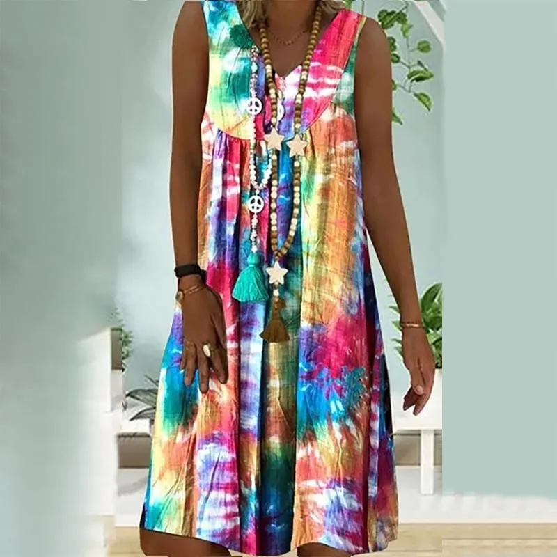 Compra Vestido De Mujer Algodón Verano Moda 2021 Fresco Novedad Impresión  Sin Mangas Sin Tirantes Sin Tiras Sueltos Elegante Lindo Rodilla Vestidos  De Longitud Barato | Entrega Rápida Y Calidad | Es.Dhgate