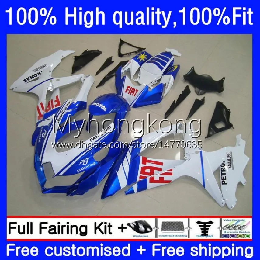 Injektionsform för Suzuki GSXR750 Vit Blå Hot GSXR600 750CC 2008 2009 2010 Body 22No.77 GSX-R600 GSXR 750 600 CC 08-10 GSXR-600 600CC K8 GSXR-750 08 09 10 OEM FAIRING KIT