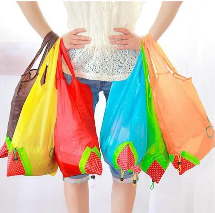 Shopper Tote Home Storage Bags Reusable Portable Shopping Grocery Bag Large Size Folding Strawberry Convenient Pouch GYL41