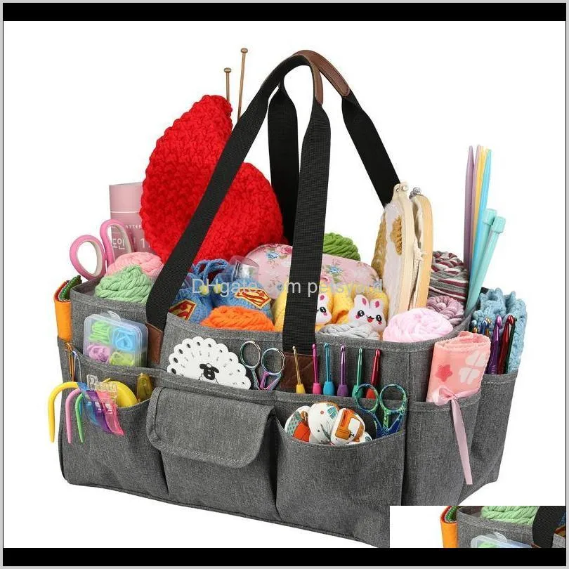 portable women tote yarn wool storage bags crochet hooks thread holder cases pouch diy sewing organizer bag knitting other arts and