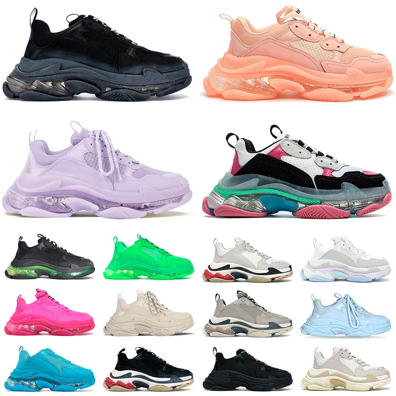 Balenciga Triple S Retro باريس 17 FW الرجال النساء الثلاثي الأحذية الكلاسيكية الأحذية المصممين المصممين أصيلة أعلى جودة المدربين مريحة الكريستال أسفل منصة أحذية رياضية يورو 36-45