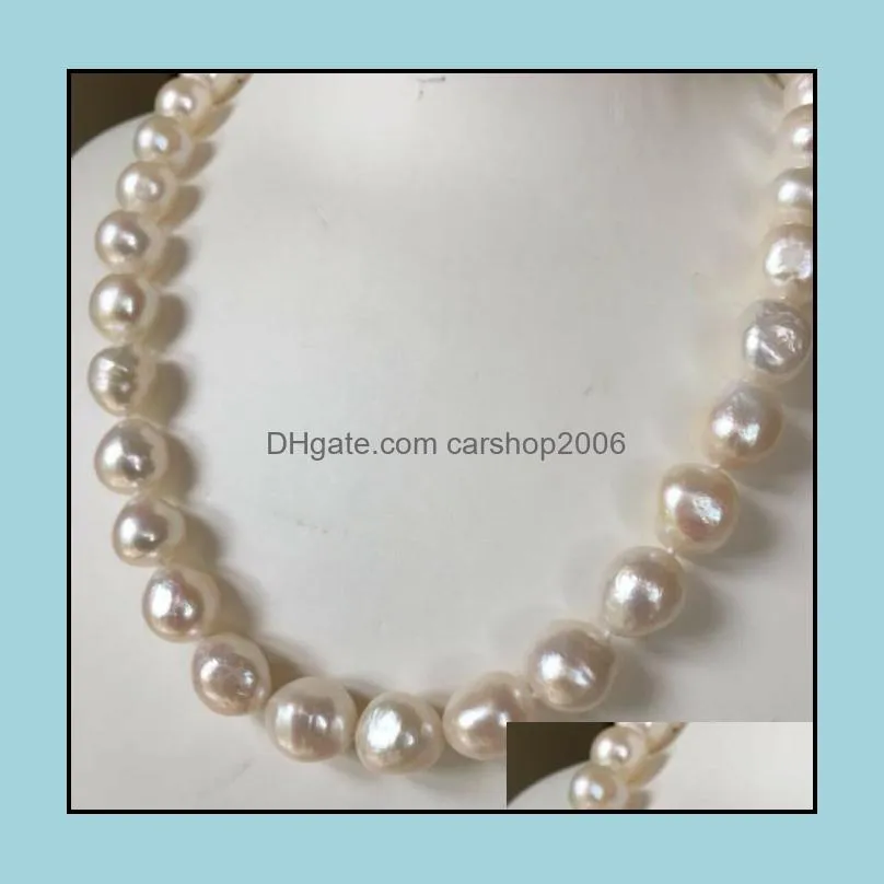 10-11mm Baroque White Natural Pearl Beaded Necklace Bracelet Set Bridal Jewelry Gift Choker