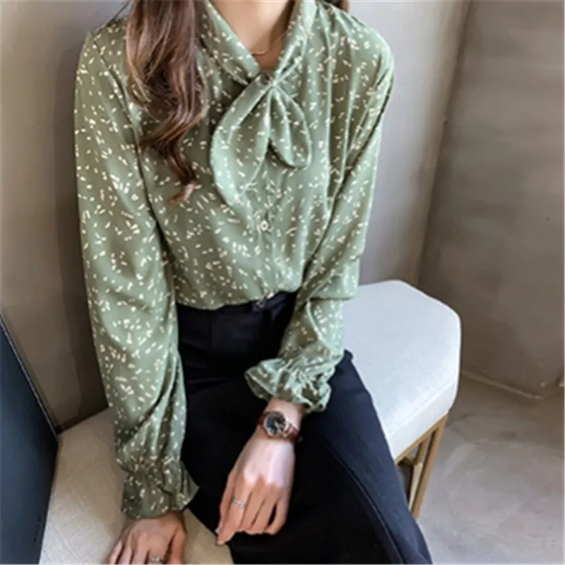 Design Plus Size 4XL Women Blouse Shirt Tops Autumn Fashion Woman Blouses Long Sleeves printed White Black green Shirt Women Bl