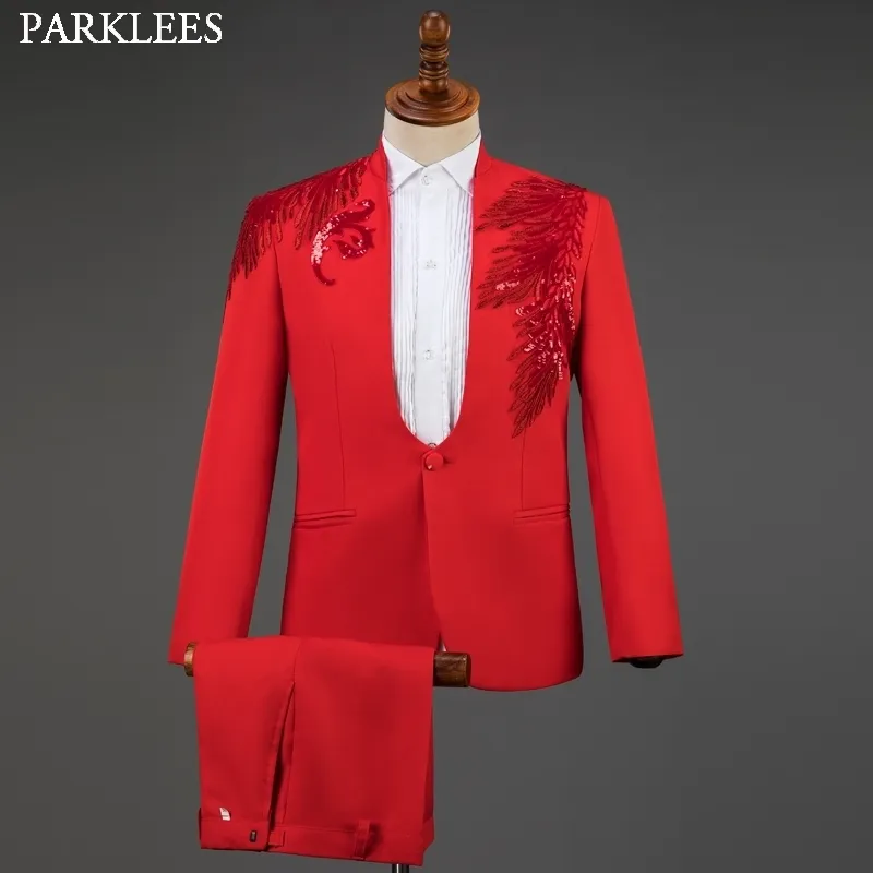 Red Men Suits For Red Wedding Tuxedo Mens Suits With Pants Bow Tie Mens