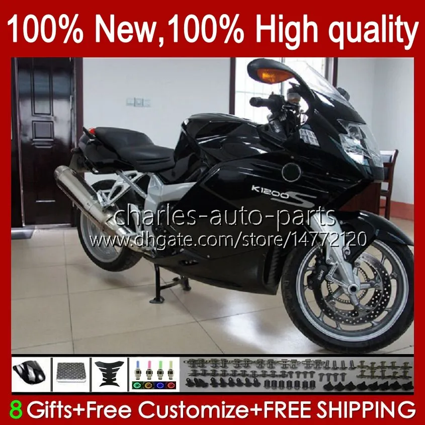 Wróżki + Pokrywa zbiornika dla BMW K1200 Blask Black K 1200 S 1200S K1200S 05 06 07 08 09 10 Nadwozie 28NO.23 K-1200S 2005 2006 2007 2007 2009 2000 K1200-S 05-10 Body motocyklowe