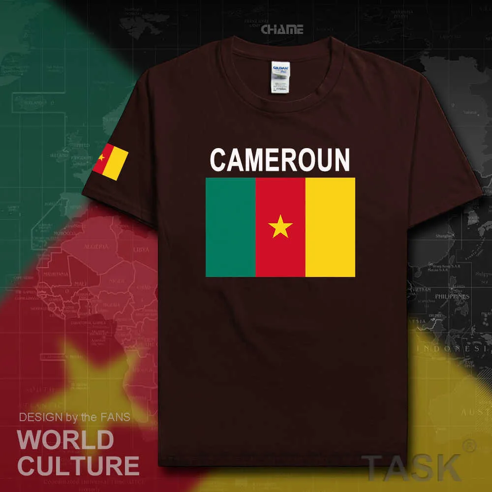 Kamerun Mężczyźni T Shirt Koszulki Nation Team Tshirt 100% Bawełna Koszulka Odzież Trójniki Kraj Sportowy CMR Cameroun Camerorzeński X0621