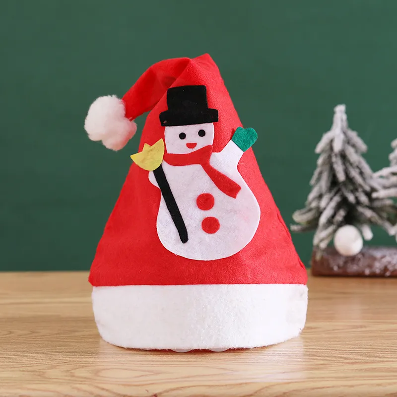 Santa Claus poroża Snowman Christmas Czapki Czerwony Kreskówka Kapelusz Dorosły Non Woven Tkaniny