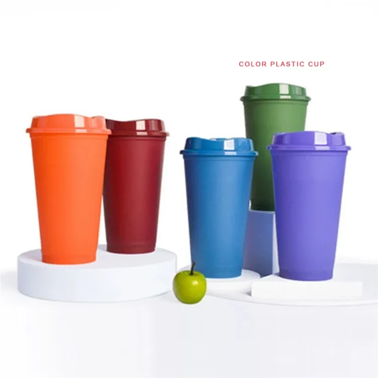 16 OZ Renk Değiştirme Bardaklar Sıcak Su Kahve İçecek Kupaları Için Kapakları ile Kullanımlık Tumbler ZC874