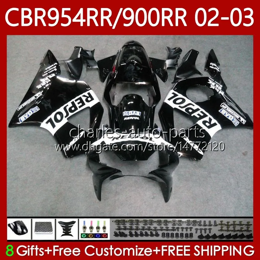 Honda CBR900 CBR954 RR CC CBR954 RR CC 2002-2003 REPSOLブラックボディ61NO.24 CBR954RR CBR 900RR 954RR 900CC 02 03 CBR900RR CBR954-RR 2002 2003フェアリング