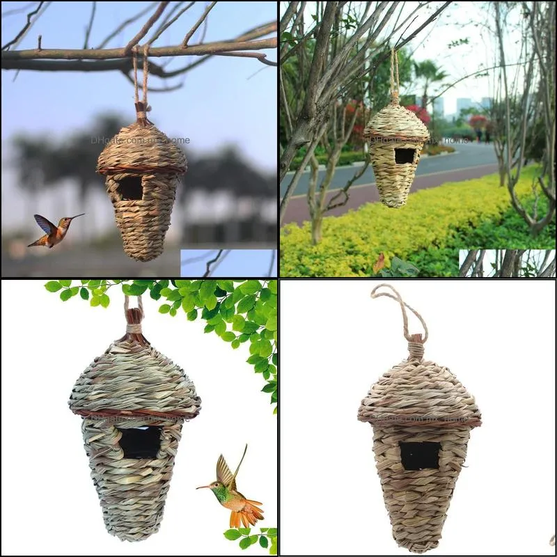 Bird House,Winter House For Outside Hanging,Grass Hand Woven Nest House,Natural Hut Outdoor,Birdhouse Kids,So Cages