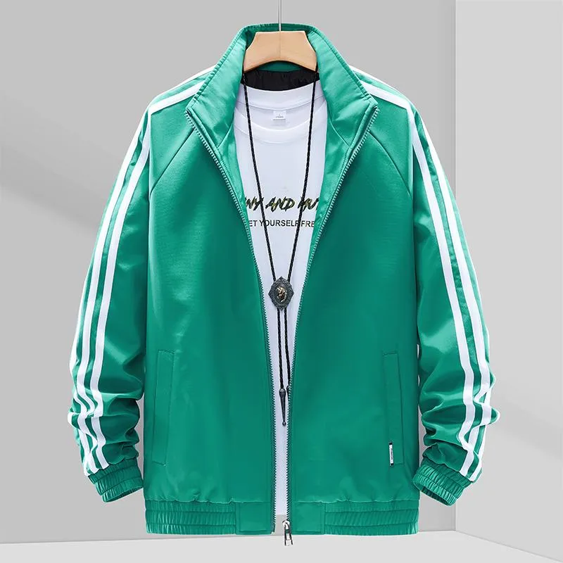 Mens Stand Collar Jacket Men 2021 Spring Fashion Windbreaker Solid Jackets Green Coats Casual Loose Sports for Men's