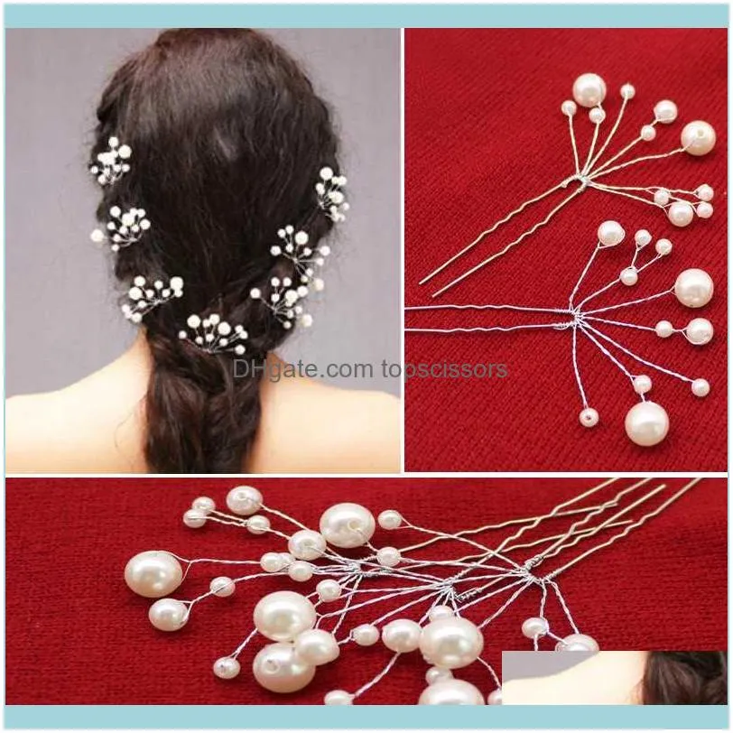 Bride Bridesmaid Hair Accessories Pearl Pin Clip Crystal Rhinestone Wedding Hairpins Sticks For Women Headdress1