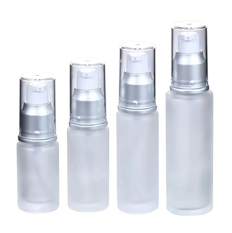 Frosted glazen fles parfum spuitflessen lege cosmetische lotion pomp containers potten 20 ml 30ml 40ml 50ml 60ml 80ml 100ml