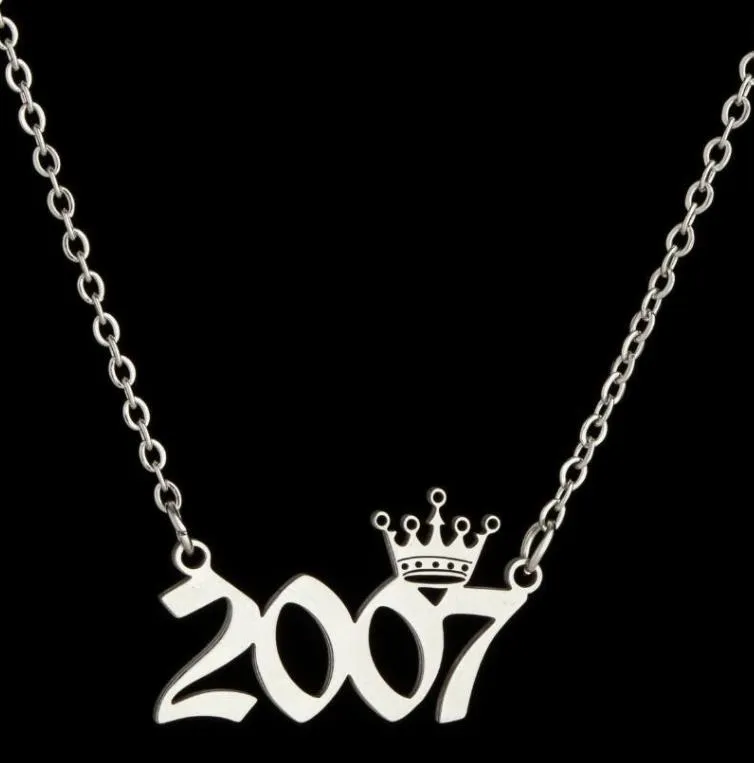 NEW Personalized Birth Year Number Necklaces Custom Crown Initial Necklace Pendants For Women Girls Birthday Jewelry Special Year