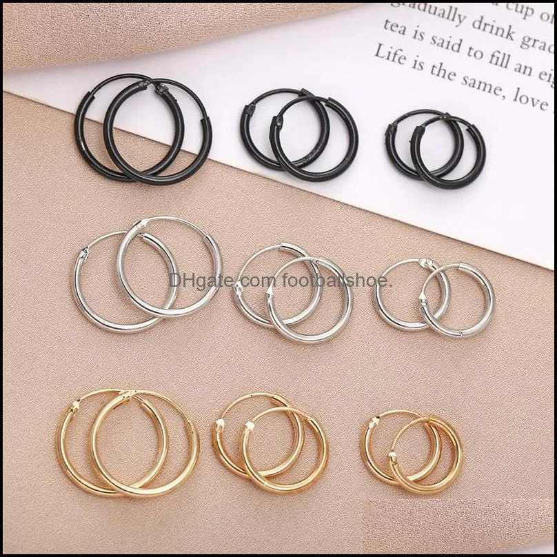 New Punk Style Simple Circle Small Hoop Earrings For Women Girl Hip-hop Geometric Round Earring Jewelry Silver/Gold /Black Color