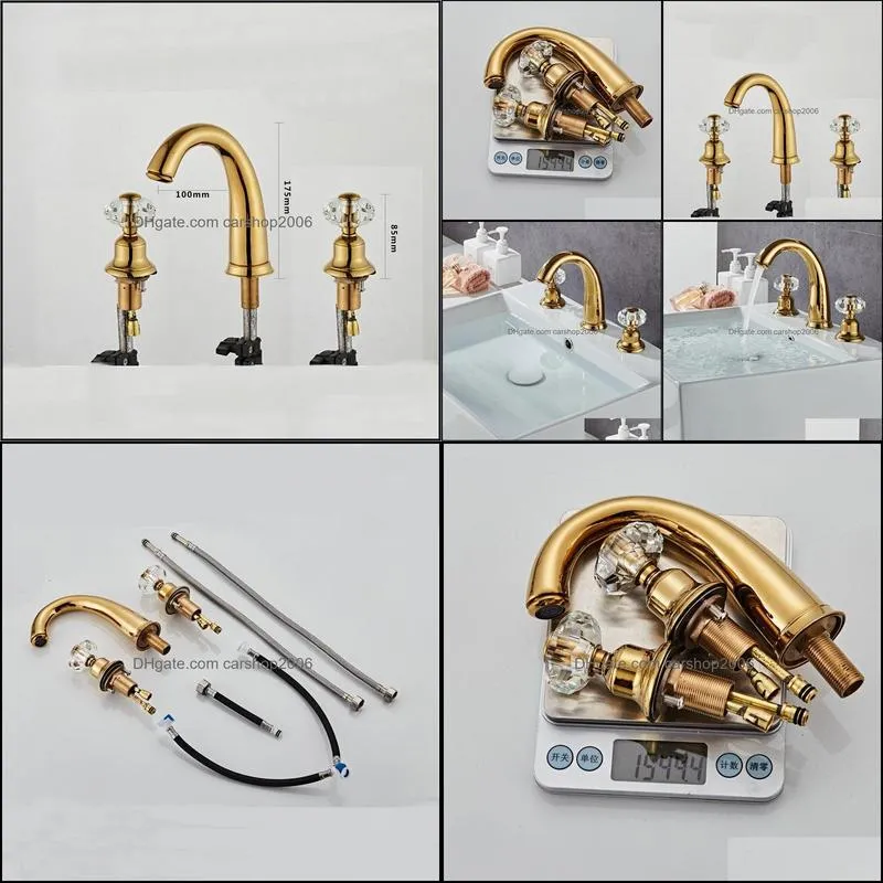 Bathroom Sink Faucets Brushed Gold Retro Short Style And Cold Basin Faucet1