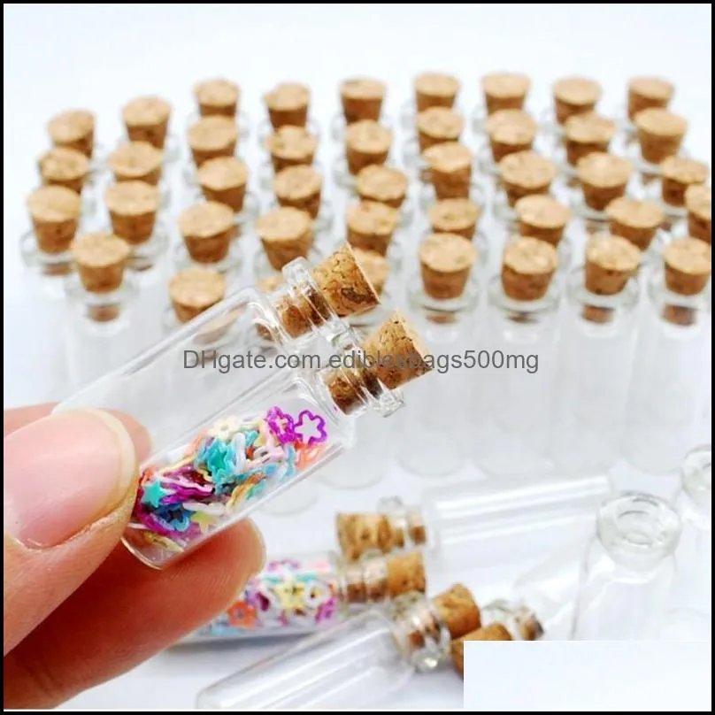 100 pcs 1.4ml Mini Bayonet Glass Bottles With Cork Transparent Wishing Bottles DY 12X28X6 mm Little Glass Jars Pendants