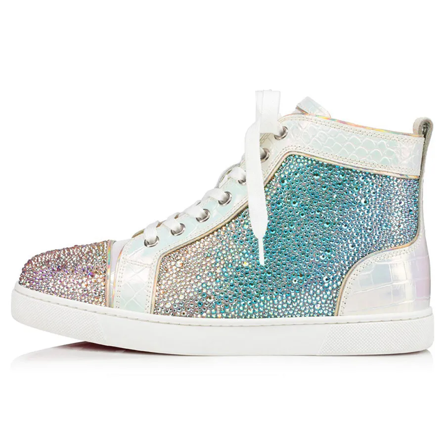 Fashion High Tops Dress Shoes Lous Woman Strass Orlato Flat Sneakers