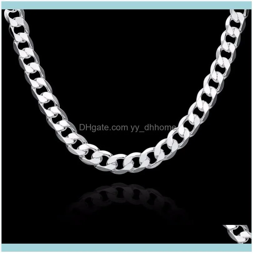 Chains 20/22inch 12 Mm Curb Chain Necklace For Men Silver 925 Necklaces Choker Man Fashion Male Jewelry Wide Collar Torque Colar