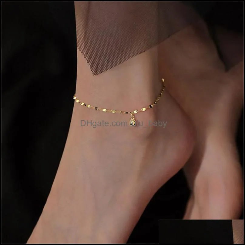 Anklets Top Quality 925 Sterling Sier Women Jewelry Lady Aessories Girl Christmas Present Drop Delivery 2를위한 반짝이는 금파 체인 팔찌