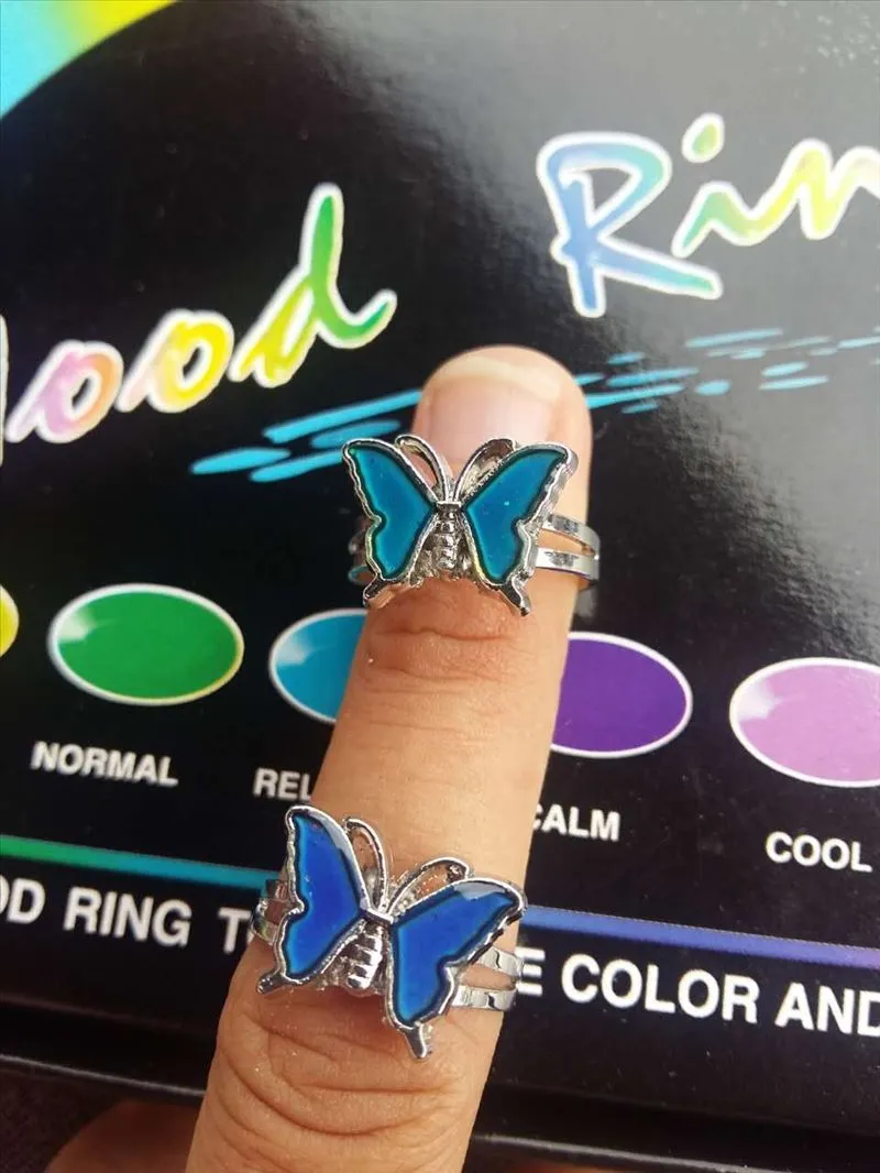Super Butterfly Mood Ring Change Color Rings Mix Grootte ChangeColor tot de temperatuur van uw bloed 100 stcs/lot