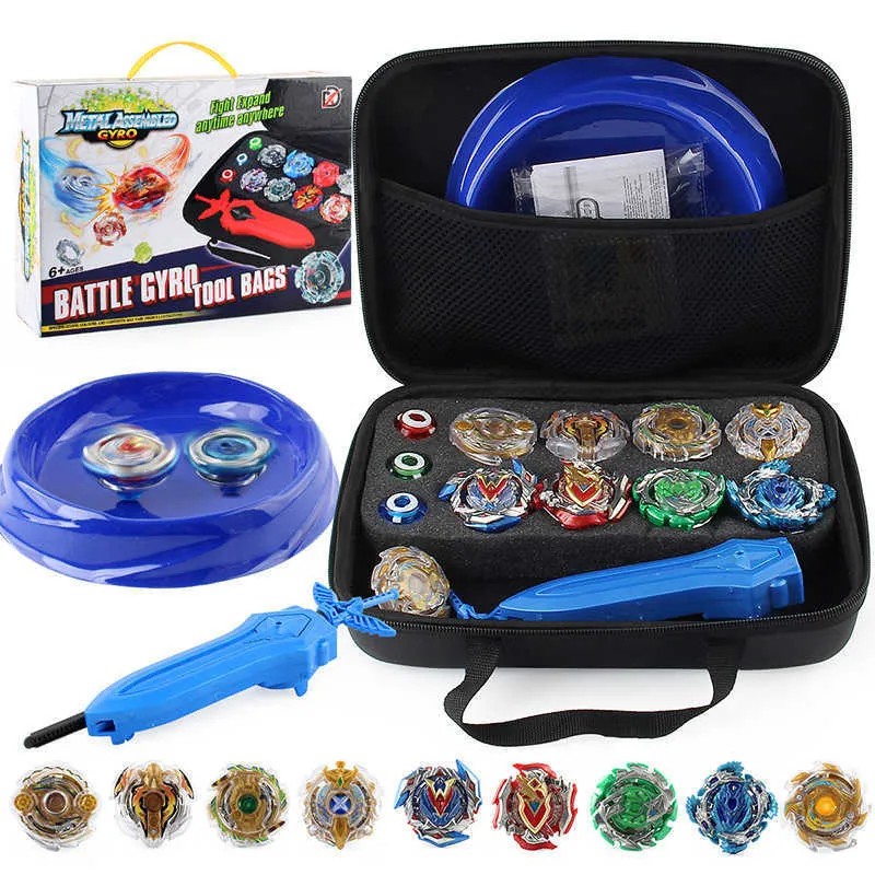 9 pcs / set BEYBLADES BURST Set Metal Fusion Gyro Brinquedos para crianças com lançador de espadas e caso de armazenamento X0528