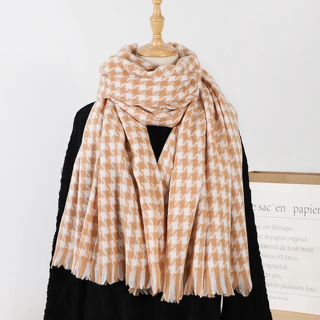 2021 Autumn Winter Women Houndstooth Scarf Warm Lattice Scarves For Ladies Shawls Wraps Casual High Quality Scarves