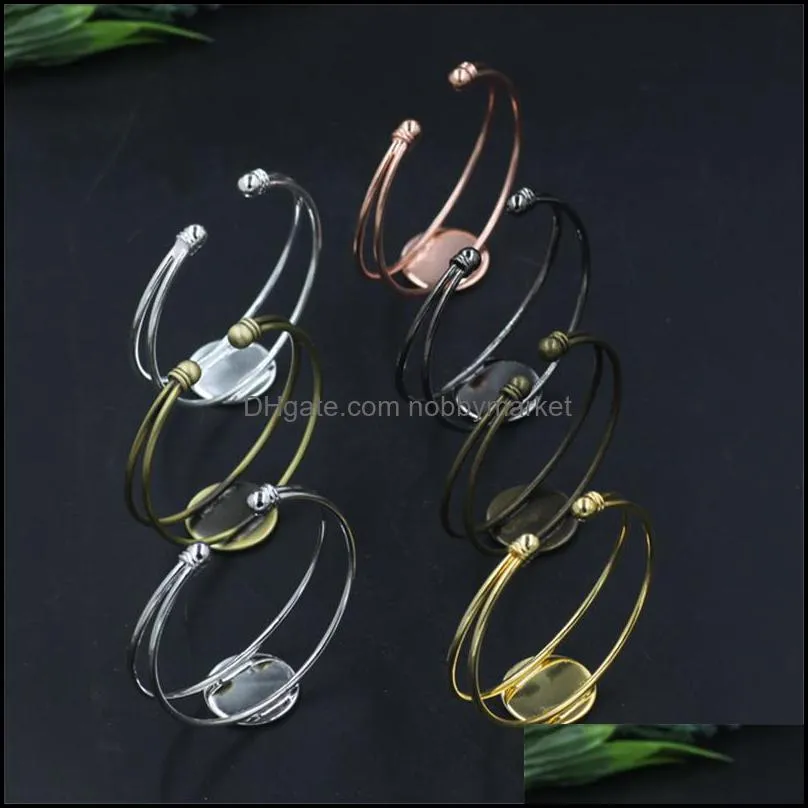 BoYuTe New Product 10 Pieces 20mm Round Cabochon Base Bangles 7 Colors Plated DIY Bangle Blanks