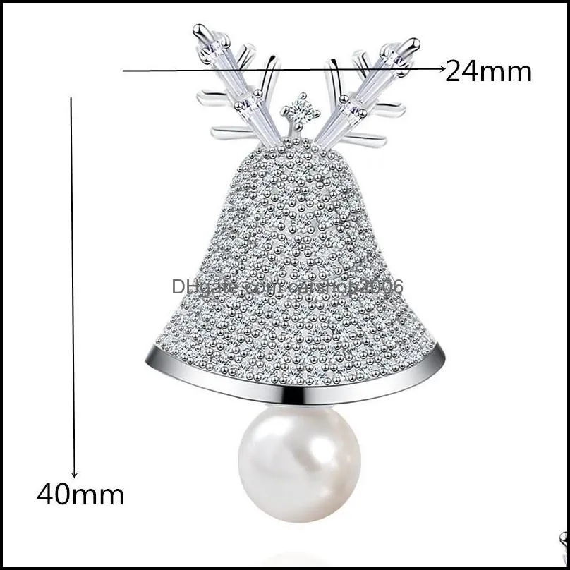 Pins, Brooches Gift For Women Christmas Tree Brooch Pins Silver Plated Pearl Shine Skewers Jewelry Wedding Gifts X00265