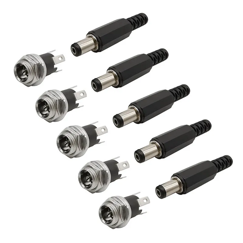 100 Stück (50 Paare) 12 V 3 A 5,5 x 2,1 mm Kunststoff-Stecker Beleuchtungszubehör DC022B DC-Steckdose weiblich Klinkenschraube Mutter Schalttafelmontage-Anschluss