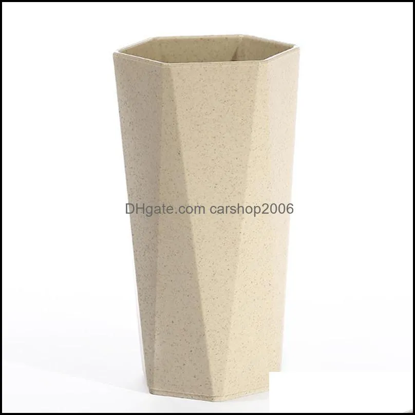 kitchen accessories Simple Design Wheat Straw Geometric Brushing Cup Diamond Shape Food Grade Mug Cup Breakfast Coffee Milk Wheat Cup