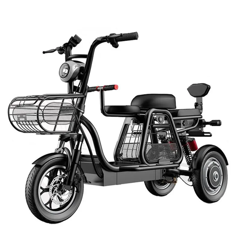 New Scooter Electric Bike Parent-Child 3 Wheels Electric Scooters 12inch 500W 48V Scooter Strong Electric مع ثلاثة مقاعد