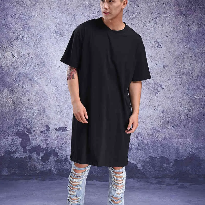 Men s Summer Loose Fit Extra Long Half Sleeve T Shirt