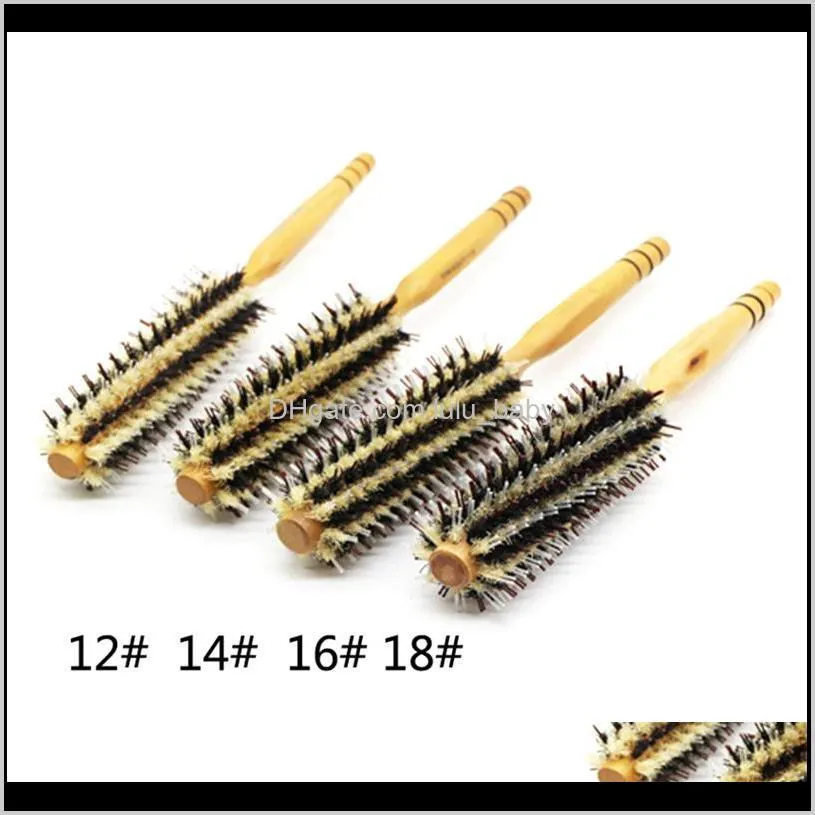 diy curly hair brush antistatic wood handle round brushes hair comb bristle curling hairbrush hairdressing styling tool 2 colors