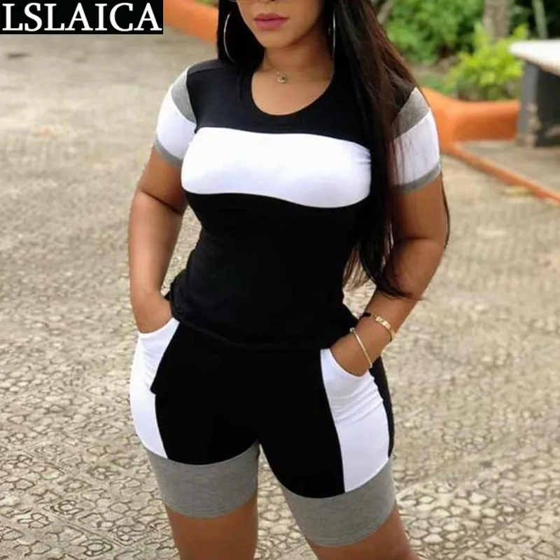 Colorblock Plus Size Womens Summer Gym Wear Sets Short Sleeve T Shirt And  Pants For Fitness, Running, And Knitted Set 210520 From Bai04, $13.46