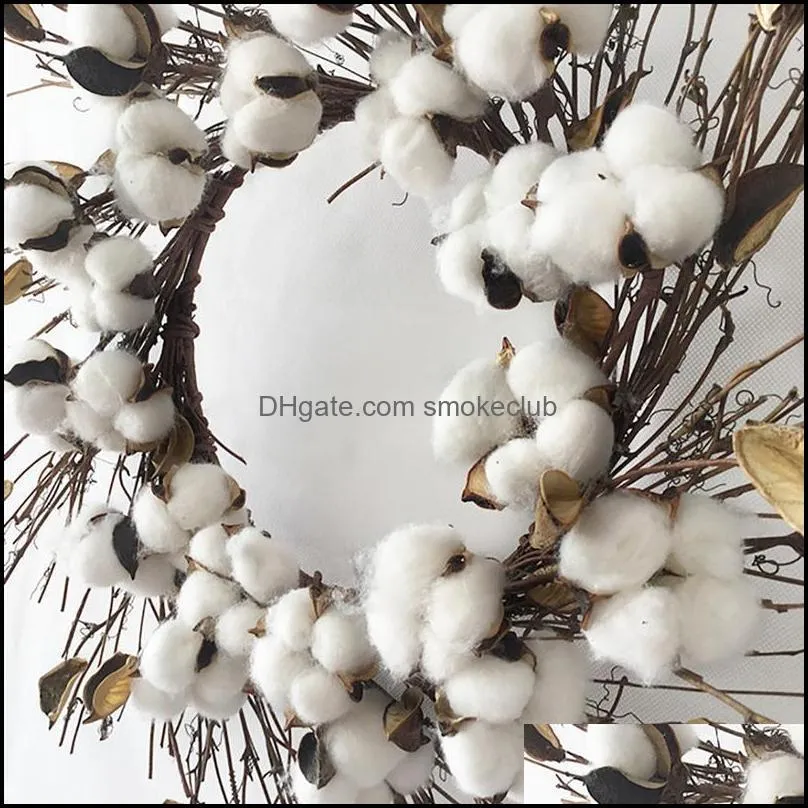 Decorative Flowers & Wreaths Wreath Creative Cotton Handmade Christmas Hanging Xmas Decor