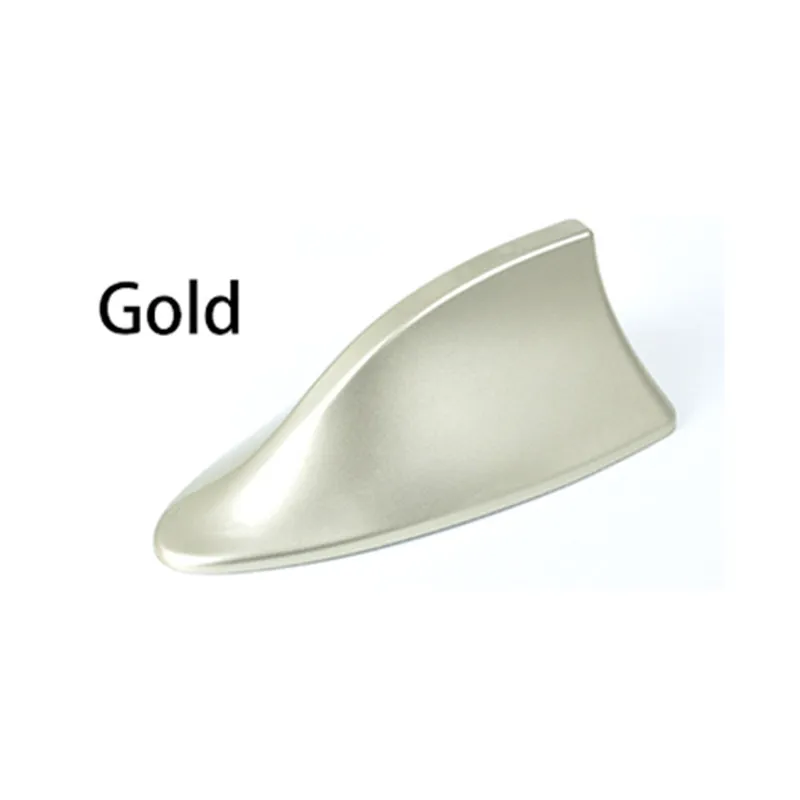 Universal Car Roof Gold Shark Fin Antenna Cover AM FM Radio Signal Aerial Adhesive Tape Base Fits Most Auto Cars SUV Truck