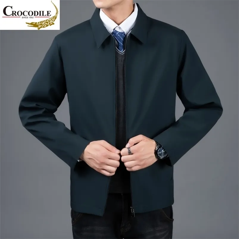 brand Men's Simple Solid Color Jacket Spring Coat Middle Aged and Old Men's Casual Lapel Jacket 210819